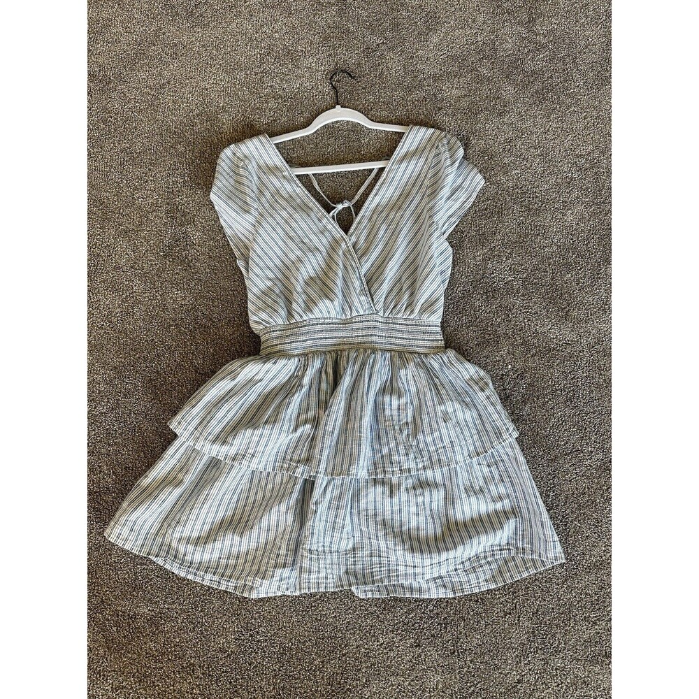 American Eagle Outfitters Fit & Flare Short Dress Women Med White Blue Striped